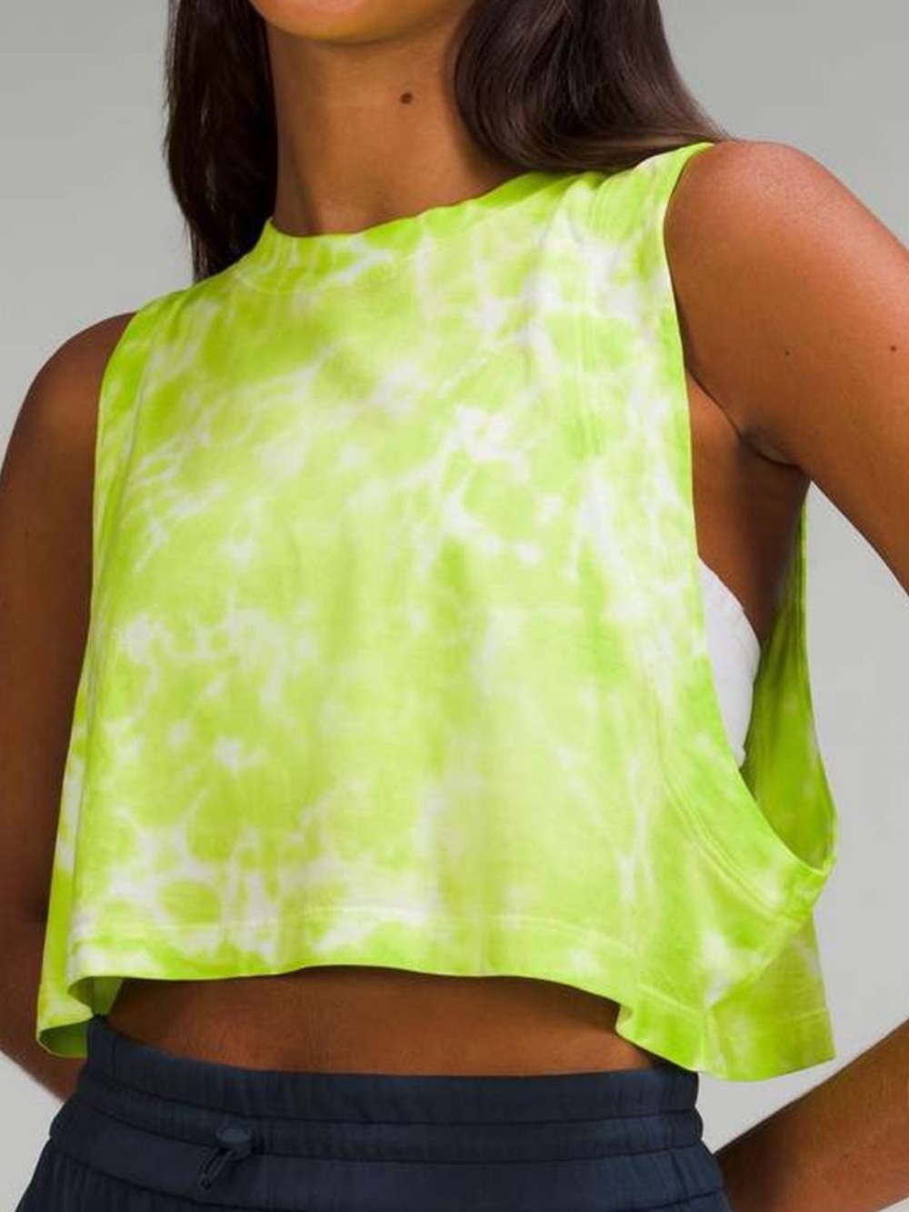 Neon Yellow Tie-Dye Crop Tank Top - Women - Picture 1 of 4